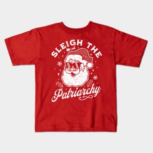 Sleigh The Patriarchy Santa Feminist Feminism Ugly Christmas Kids T-Shirt